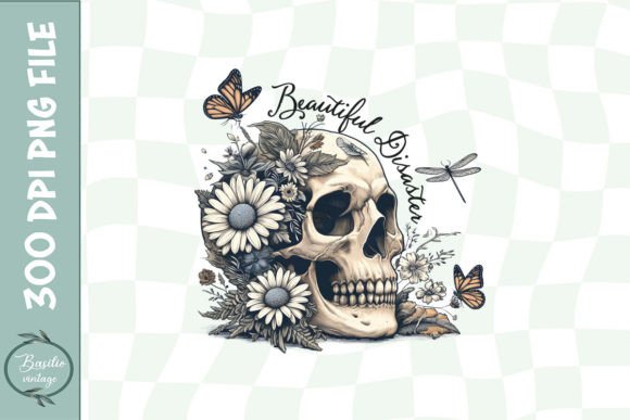Beautiful Disaster Floral Skull PNG: Your Go-To Design Asset