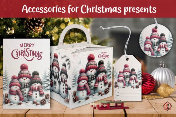 Christmas Gift Tags, Card and Box: A Festive Snowman Set