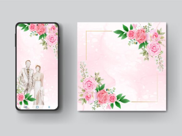 Elegant Floral Design: Wedding Invitation Template Pink Flowers