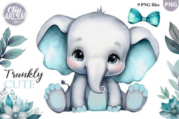 Elephant Boy / Girl 9 PNG Clip Art Set