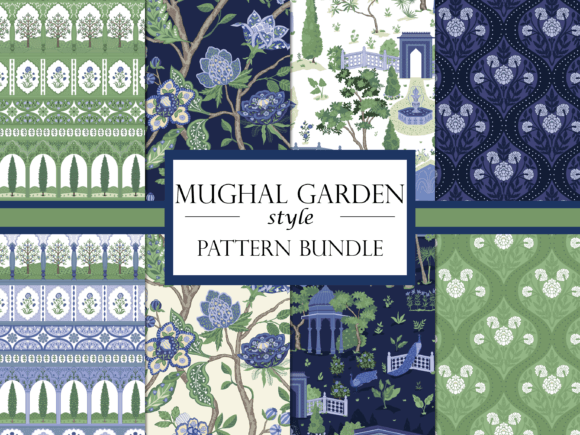 Mughal Patterns: Green and Blue Boho Chic Design