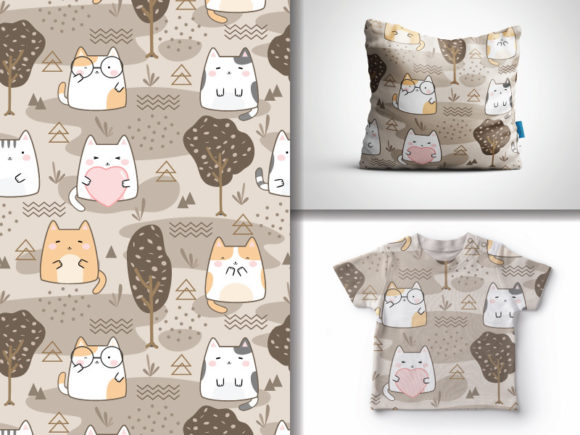 Seamless Pattern Kawaii Cute Cats: A Playful Design Asset