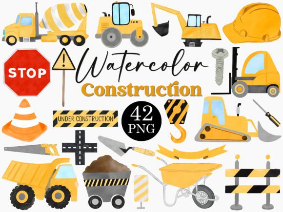 Watercolor Construction Clipart Bundle: A Creative Toolkit